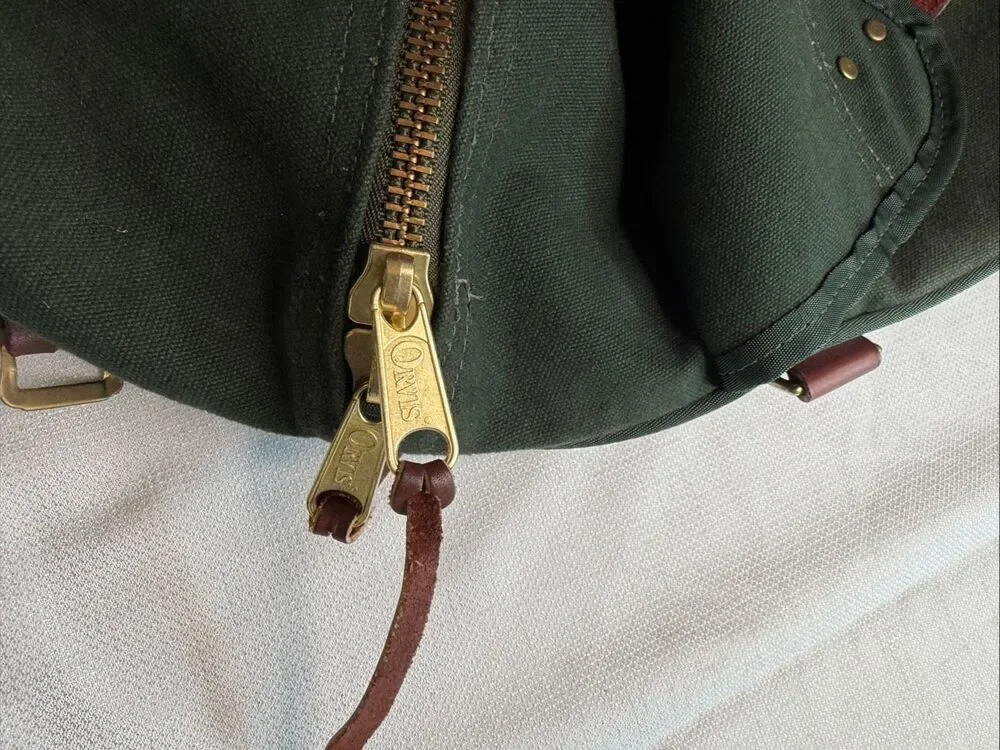 Vintage Orvis Battenkill Green Canvas Leather Duffel Weekender Travel Bag